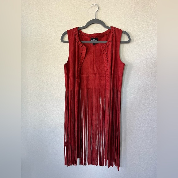 Angie Fringe Woven Western Vest in Red Oxide Womens Size S NWOT - Picture 2 of 13